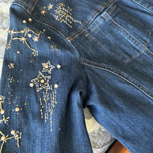 Gorgeous Beaded Denim Jacket, Size XL - Picture 5 of 9